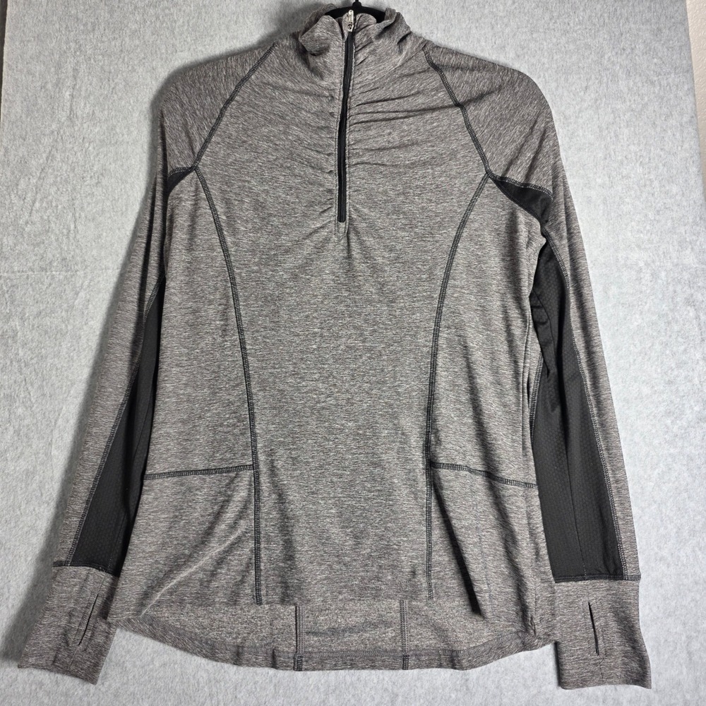 C9 by Champion 1/4 Zip Pullover Women M Gray Heathered Mesh Thumbhole Active Top